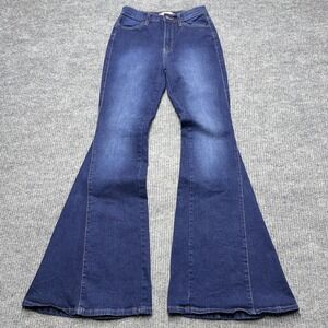 Vibe & Rant Slim Bell Bottom Jeans Womens 7 Blue Medium Wash Stretch Denim